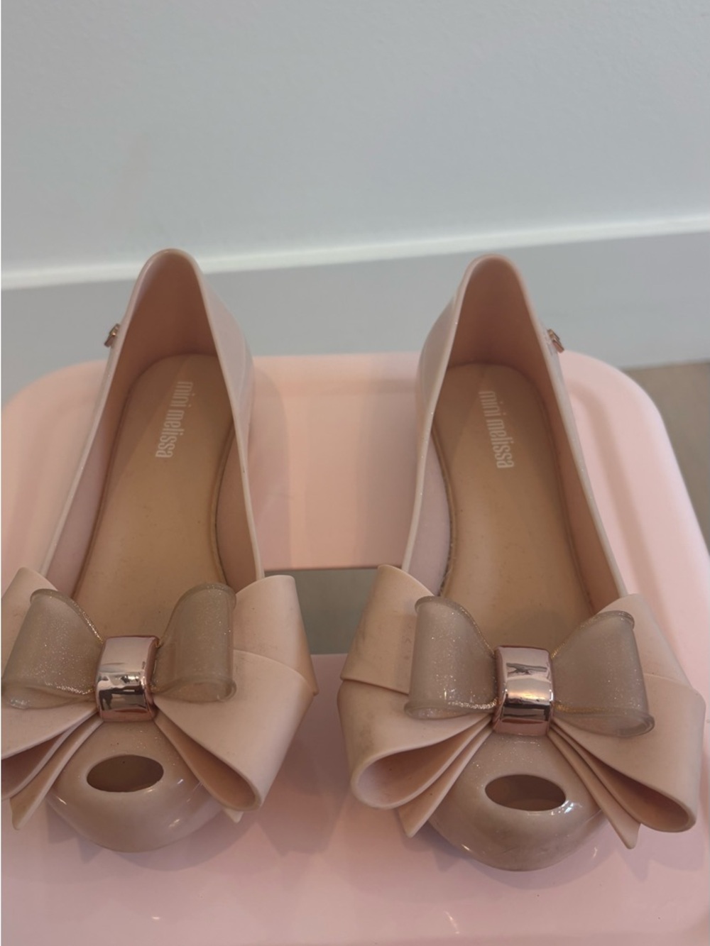 Melissa Women's Nude Bow Peep-Toe Flats
